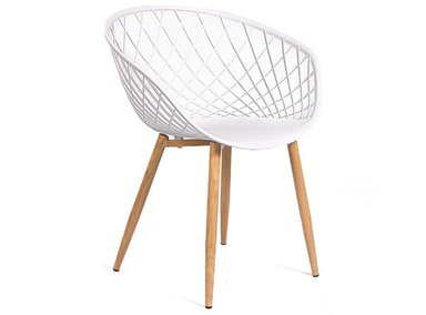 SILLA CALADA CON REPOSABRAZOS MODELO VERA COLOR BLANCO Y PATAS TONO MADERA