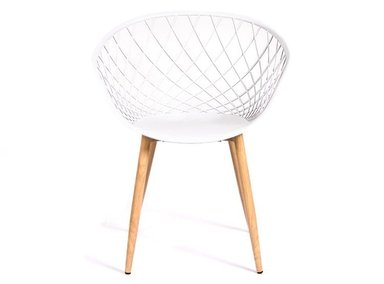 SILLA CALADA CON REPOSABRAZOS MODELO VERA COLOR BLANCO Y PATAS TONO MADERA - 2