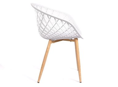 SILLA CALADA CON REPOSABRAZOS MODELO VERA COLOR BLANCO Y PATAS TONO MADERA - 3