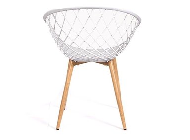 SILLA CALADA CON REPOSABRAZOS MODELO VERA COLOR BLANCO Y PATAS TONO MADERA - 4