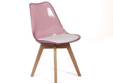 SILLA ACOLCHADA MODELO EAMES ROSADO TRANSLÚCIDO