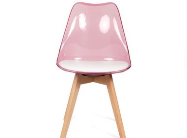 SILLA ACOLCHADA MODELO EAMES ROSADO TRANSLÚCIDO - 2