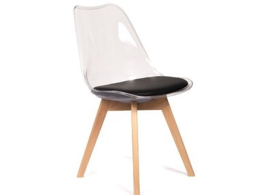SILLA ACOLCHADA EAMES TRANSPARENTE CON ASIENTO NEGRO