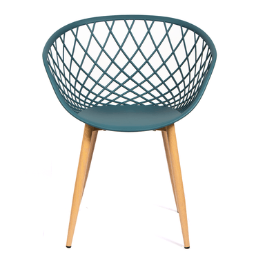 SILLA CALADA CON REPOSABRAZOS MODELO VERA COLOR VERDE Y PATAS TONO MADERA - 2