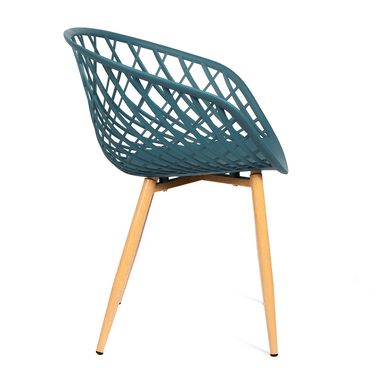 SILLA CALADA CON REPOSABRAZOS MODELO VERA COLOR VERDE Y PATAS TONO MADERA - 3