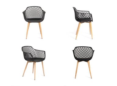 SILLA CON APOYABRAZOS TRINA NEGRO PACK X4