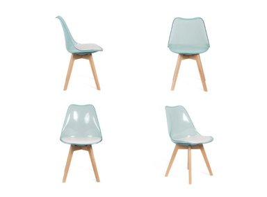 SILLA ACOLCHADA MODELO EAMES VERDE TRANSLÚCIDO PACK X4