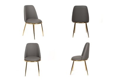 SILLA CON ASIENTO ACOLCHADO CUERO PU GOLDEN GRIS PACK X4