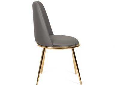 SILLA CON ASIENTO ACOLCHADO CUERO PU GOLDEN GRIS PACK X4 - 3