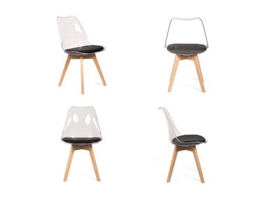 SILLA ACOLCHADA EAMES TRANSPARENTE CON ASIENTO NEGRO PACK X4