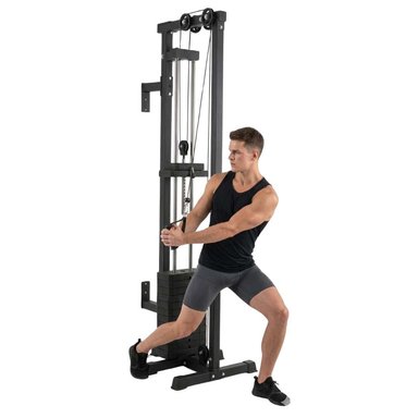 MAQUINA DE POLEA ALTA Y BAJA CON PESO INTEGRADO EQUIPO FITNESS PROFESIONAL MULTIFUNCIONAL ENTRENAMIENTO ESPALDA Y BRAZOS NEGRO - 2