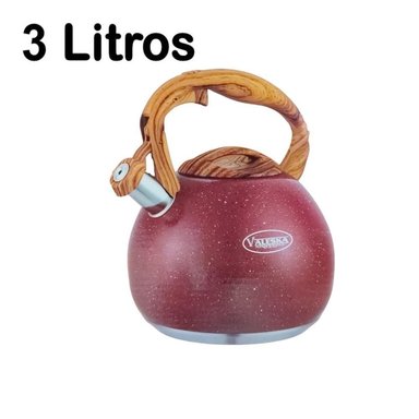 TETERA VL-MK390 ACERO INOXIDABLE ROJO SILBADORA PIEDRA ROCA VOLCÁNICA VALESKA