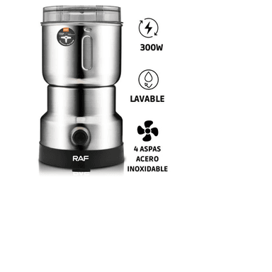 MOLINILLO ELÉCTRICO RAF R.7114 ACERO INOXIDABLE PARA CAFÉ Y ESPECIAS 4 ASPAS 300W