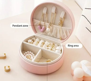 ORGANIZADOR DE JOYERIA CUERO ROSADO PORTATIL