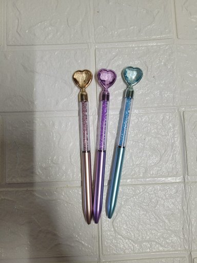 SET DE LAPICEROS CORAZON CON DIAMANTES X 3UND