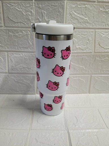 TOMATODO DE ACERO INOXIDABLE KITTY BLANCO