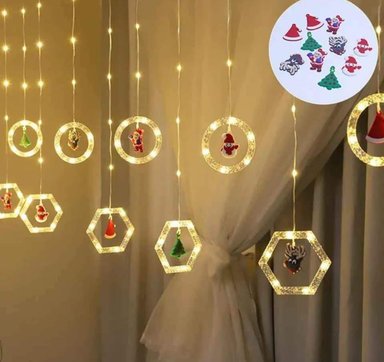 CORTINA DE LUCES COLOR AMBAR DE  2.5 METROS