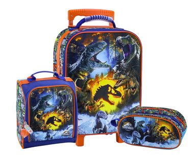 SET MOCHILA SCOOL VERDE SATIN JURASSIC MODELO MAGIC ESCOLAR PARA NIÑOS