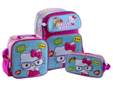 SET MOCHILA SCOOL ROSADO ESCOLAR HELLO KITTY MAGIC PARA NIÑAS