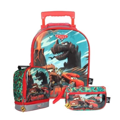 SET MOCHILA SCOOL ROJO DE CARS DINO PARK PREMIUM ESCOLAR PARA NIÑOS