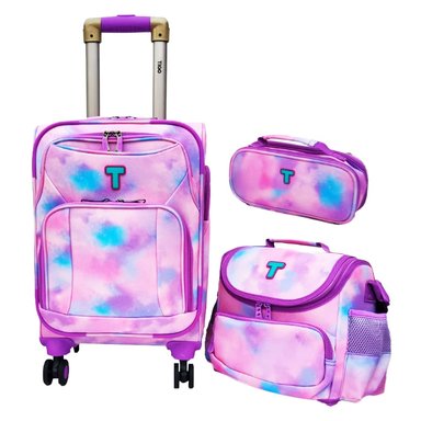 SET MOCHILA DON REGALO LILA ESCOLAR PARA NIÑA TIGO GIRATORIA 360° CON LONCHERA Y CARTUCHERA MODELO TEMPERA