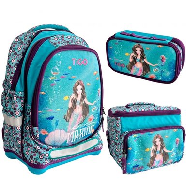 SET MOCHILA DON REGALO CORAL DE OFICIO 3 PIEZAS TIGO ESCOLAR PARA NIÑAS