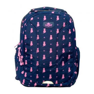 MOCHILA DON REGALO AZUL ESCOLAR JUVENIL ESTAMPADO DE GATITOS EN FUCCIA