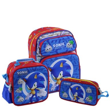 SET MOCHILA SCOOL AZUL ESCOLAR SHINNY SONIC MAGIC PARA NIÑOS