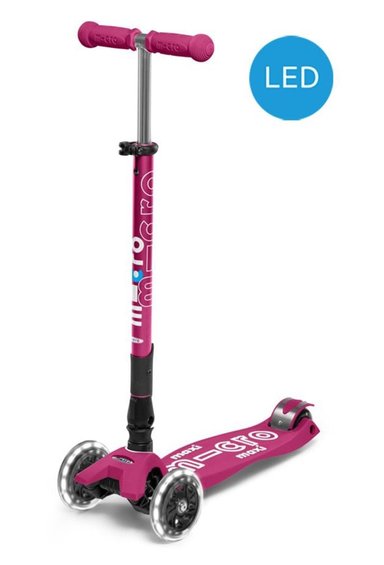 SCOOTER MAXI MICRO DELUXE FOLDABLE LED BERRY RED - 1