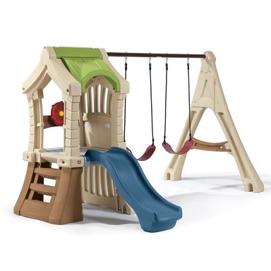 JUEGO DE EXTERIOR COLUMPIO Y RESBALADERA PARA NIÑOS STEP 2 GIMNASIO BEIGE - 1