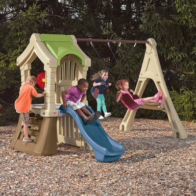 JUEGO DE EXTERIOR COLUMPIO Y RESBALADERA PARA NIÑOS STEP 2 GIMNASIO BEIGE - 2