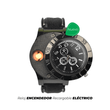 RELOJ IMPORTADO ENCENDEDOR ELÉCTRICO CORREA NEGRA