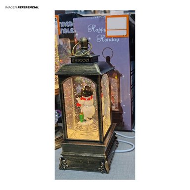 FAROLITO NAVIDEÑO CON LUZ LED MUÑECO DE NIEVE