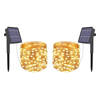 LUCES NAVIDEÑAS CON PANEL SOLAR AHORRATIVO 10 METROS - 02 UNIDADES