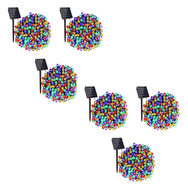LUCES NAVIDEÑAS CON PANEL SOLAR DE COLORES 10MTS - 06 UNIDADES