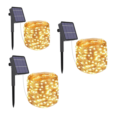 LUCES NAVIDEÑAS CON PANEL SOLAR AHORRATIVO 10 METROS - 03 UNIDADES - 1