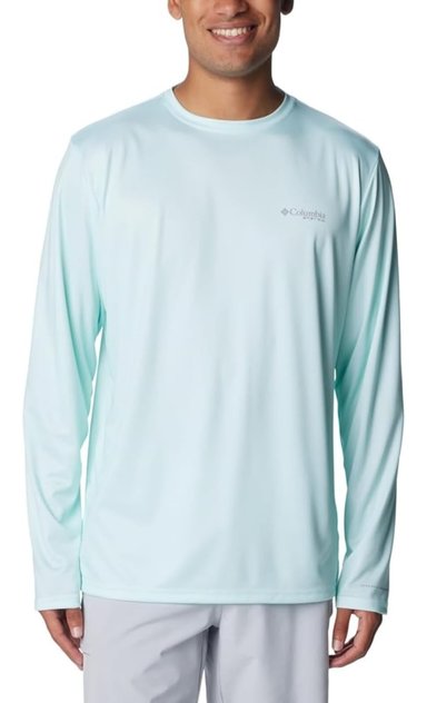 POLO MANGA LARGA COLUMBIA CELESTE TALLA M OMNI SHADE Y OMNI WICK PROTECCIÓN UV Y SECADO RÁPIDO