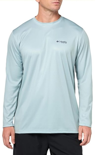 POLO MANGA LARGA COLUMBIA VERDE AGUA TALLA M OMNI SHADE Y OMNI WICK PROTECCIÓN UV Y SECADO RÁPIDO