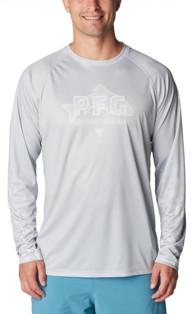 POLO MANGA LARGA HOMBRE COLUMBIA GRIS CLARO TALLA XS MODELO SUPER TERMINAL TACKLE PFG OMNI SHADE Y OMNI WICK