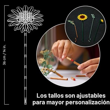 LEGO BOTANICALS 11502 - JUEGO DE CONSTRUCCIÓN DE RAMO DE GIRASOL PARA ADULTOS DE 686 PIEZAS - 6