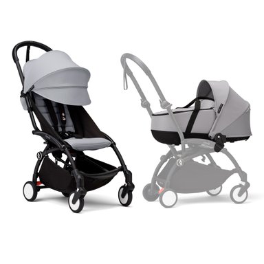 COCHE STOKKE YOYO³ COMPLETO CHASIS NEGRO CON BASSINET Y TEXTIL 2DA ETAPA
