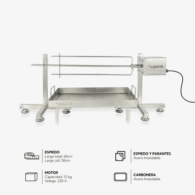 PARRILLA EL ASADOR ASADOR ELÉCTRICO PREMIUM ACERO - 2