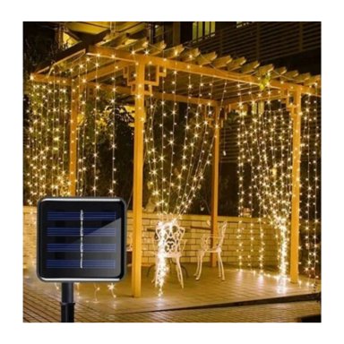 3 CORTINAS DE LUCES LED SOLARES 3 X 3 METROS - 2
