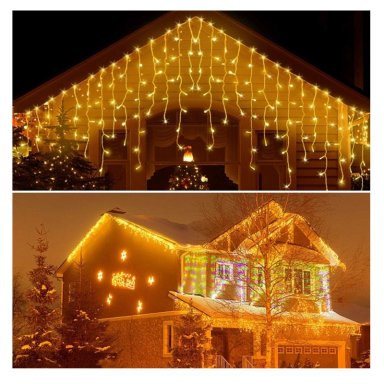 3 LUCES NAVIDEÑAS CON PANEL SOLAR EFECTO CARÁMBANO 3 METROS