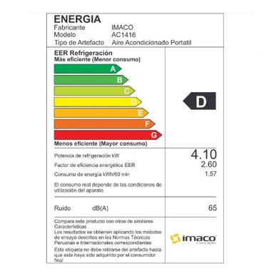 AIRE ACONDICIONADO PORTÁTIL IMACO 14000 BTU BLANCO AC1416 - 4