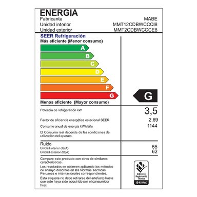 AIRE ACONDICIONADO MABE MINI SPLIT 12000 BTU BLANCO MMT12CDBWCCC8 - 6