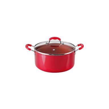 OLLA OSTER OS-16727 ROJO ALUMINIO TAPA VIDRIO TEMPLADO 24 CM 2 PIEZAS