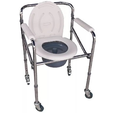 SILLA SANITARIA CON RUEDAS IMPORTADA ACERO CROMADO