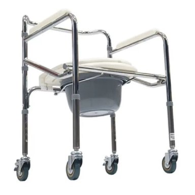 SILLA SANITARIA CON RUEDAS IMPORTADA ACERO CROMADO - 2