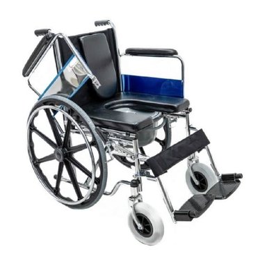 SILLA DE RUEDAS CON SANITARIO CROMADA AROS PVC IMPORTADA - 2